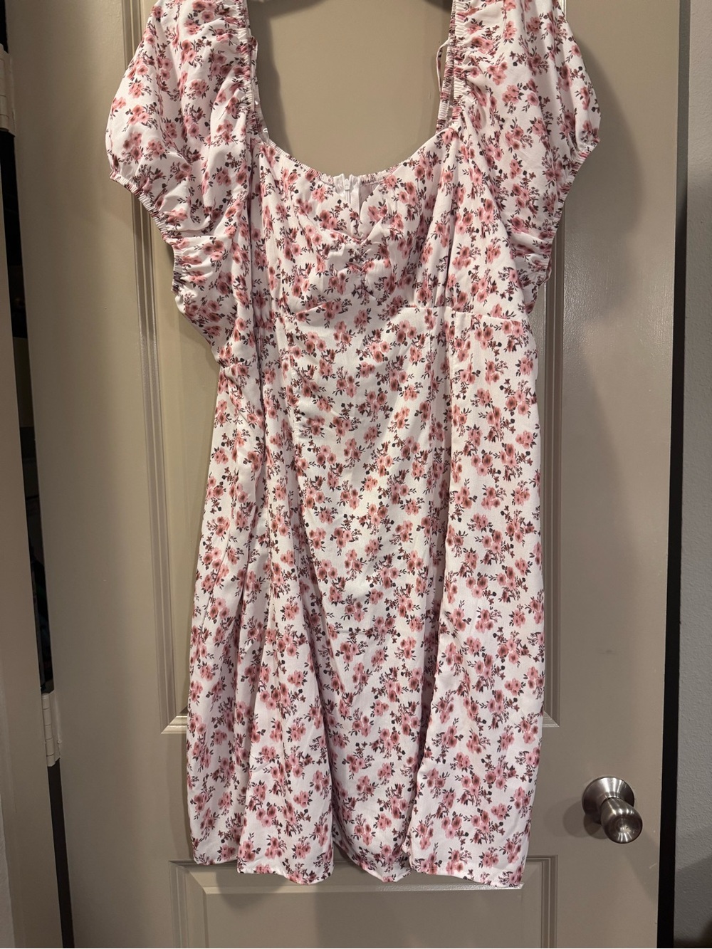 No Boundaries Cream Floral Puff Sleeve Mini Dress - Rose Print
